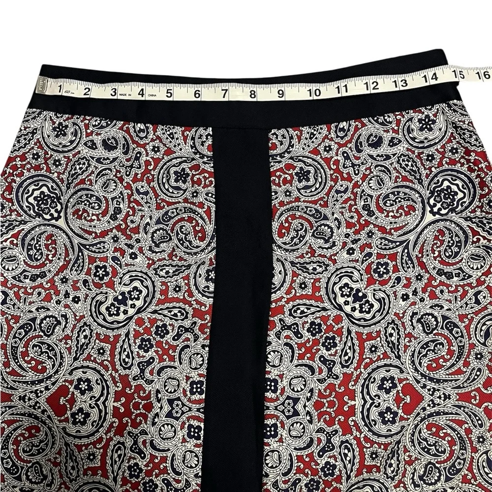 Brooks Brothers Silk Navy and Red Paisley Print Skirt Corpcore Office Luxury - Picture 4 of 9
